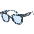 thumbnail image 2 of Women's Oversize Chunky Cat Eye Sunglasses Round Lens 46mm (Blue Black Marble / Blue), 2 of 4