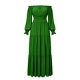 thumbnail image 6 of Guieoi Womens Dresses Summer Off-Shoulder Long Sleeve 2026 Fall Dress Green M, 6 of 6