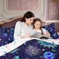 thumbnail image 5 of meiyoeat Cosmic Celestial 7-Piece Twin Bedding For Men Women,Whimsical Star Print Bedding Comforter Set,Teal Purple Black,Colorful Stars Reversible, 5 of 7