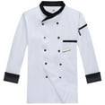 thumbnail image 2 of Chef Uniform Long Sleeve Catering Kitchen Work Shirt Men's Top for Spring Fall Professional Wear,White,M, 2 of 4