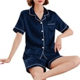 thumbnail image 4 of Aofany Womens Silky Satin Pajama Set Short Sleeve Shirt with Shorts 2 Piece Pjs Sets Soft Silk Sleepwear Nightwear Button-Down Loungewear, 4 of 4