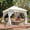 Cream White, variant on Semi-Permanent Patio Gazebo 10'x13' with Expansion Bolts, Outdoor Heavy Duty Party Tent with Double Roofs, Mosquito Nettings and Privacy Screens for Backyard, Garden, Lawn, Cream White
