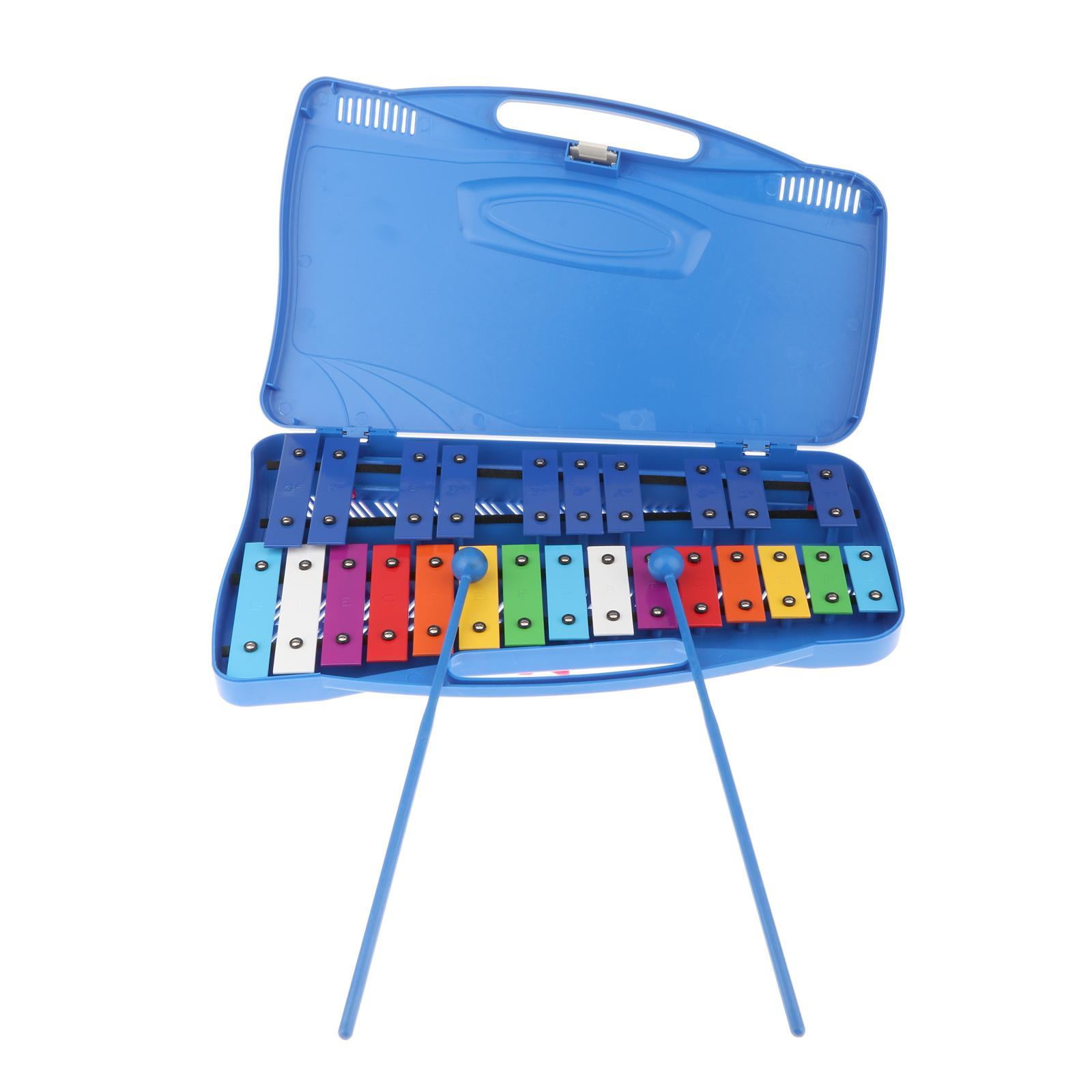 QccHieUs 25 Note Xylophone Perfectly Tuned Glockenspiel for Children Beginners Adult Blue