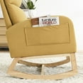 thumbnail image 3 of 27.6"W Nursery Rocking Chair with Wood Legs and High Backrest, Rocking Armchair with 2 Side Pockets, Lounge Glider Chair for Nursery Bedroom Living Room, Yellow, 3 of 9