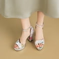 thumbnail image 5 of SACFOF Womens Chunky Block High Heel Peep Open Toe Platform Sandals Ankle Strap Buckle Dress Shoes Prom Party 4.33 Inches Heels, 5 of 6
