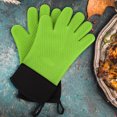 thumbnail image 1 of Unique Bargains Gants de Four en Silicone Résistants à la Chaleur 1 Paire Vert, 1 of 8