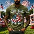 thumbnail image 4 of Homeyce Independence Day Golf Shirts for Men 250 Years Of Liberty Short Sleeve Polo Shirts National Flag Print 4th Of July Polo T-Shirts Button Up Patriotic Tee,Green M, 4 of 4