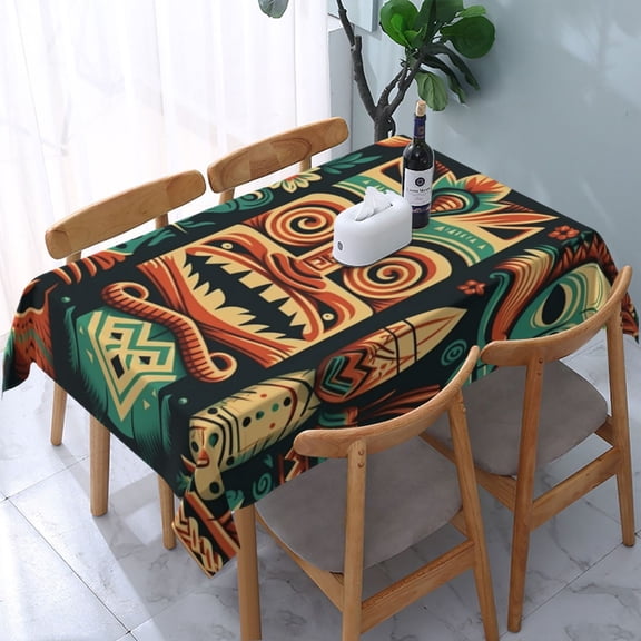 Retro Tiki Hawaiian Vintage Rectangular Tablecloth 54"x 72" Waterproof Rectangle Table Cover Cloth for Kitchen Dining Room Picnic Home Party