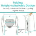 thumbnail image 5 of Vive Folding Bedside Commode Chair – 3-in-1 Toilet, Shower, and Safety Seat – Heavy-Duty Steel Frame, 350 lb Capacity, Padded Arms, Removable Bucket with Lid, Portable for Home Use, 5 of 9