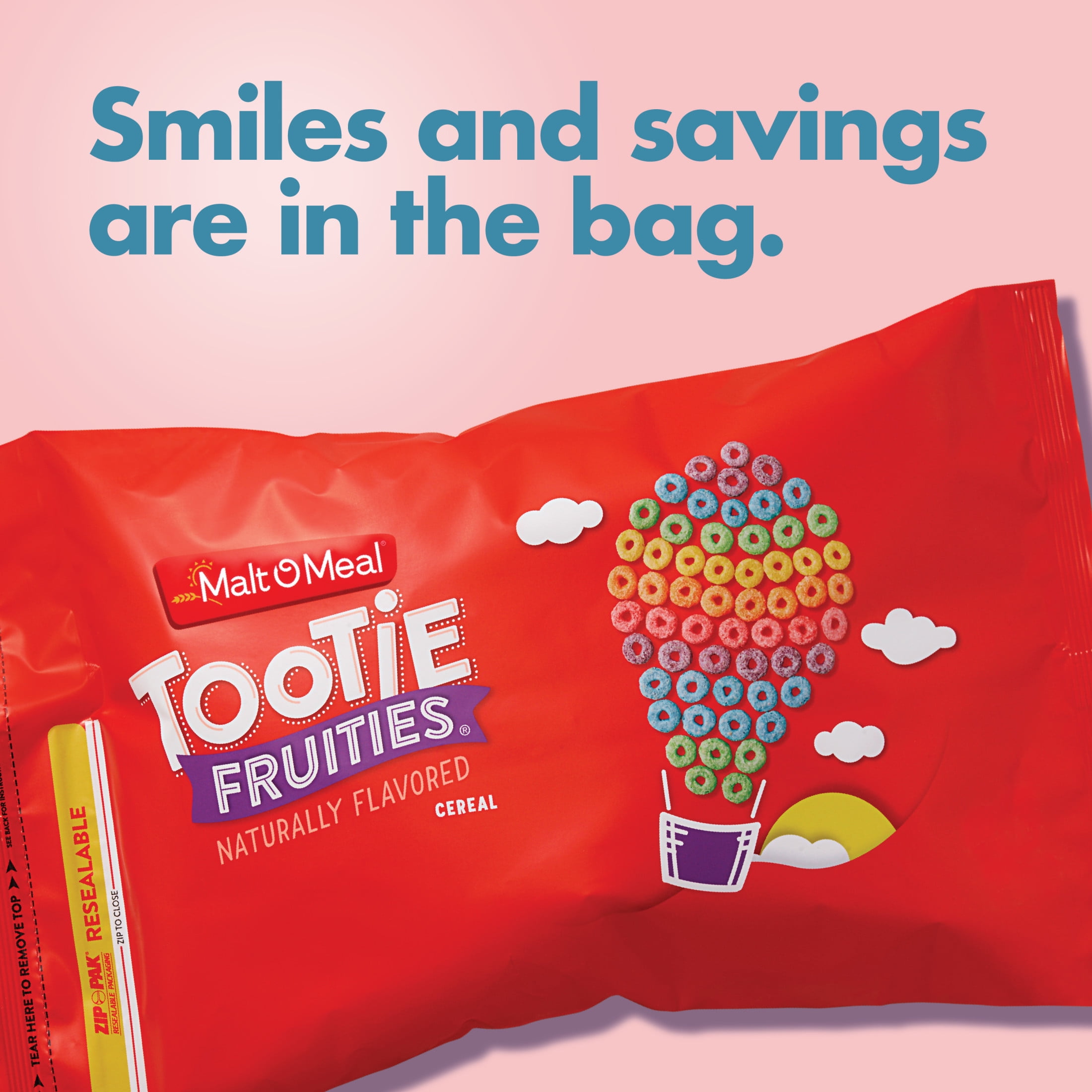 Malt-O-Meal, Tootie Fruities Breakfast Cereal, 16.2 oz Plastic Bag
