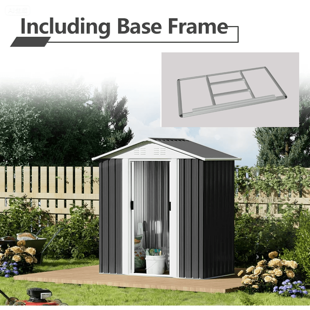 Outdoor Storage Shed 5X3 Feet Dark Grey Outdoor Storage Shed With Aluminum Alloy Frame With Base,Small Storage Shed