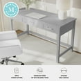 thumbnail image 4 of Martha Stewart Shaker Style Home Office 3 Drawer Desk in Gray with Brushed Nickel Hardware, 4 of 13