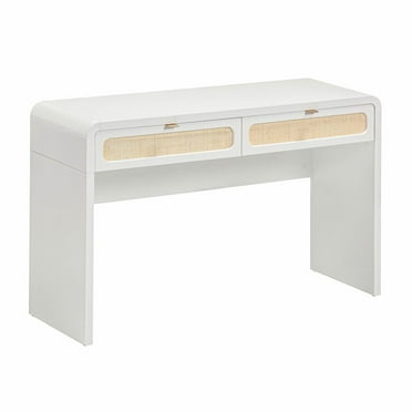 TOV Furniture Patty White Rattan Console Desk