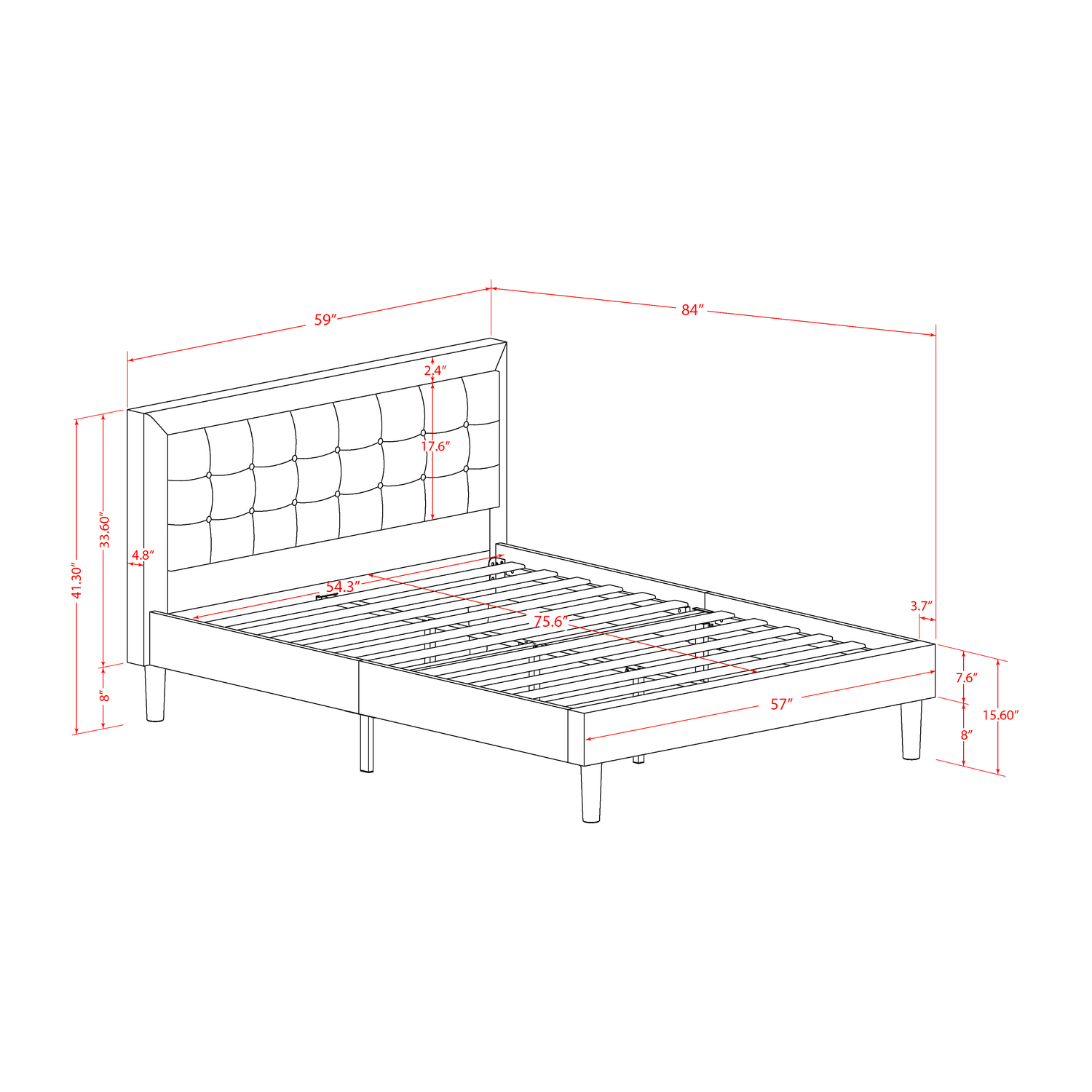 East West Furniture 2-piece Wood Platform Full Bedroom Set in Denim Blue/Navy - image 4 of 5