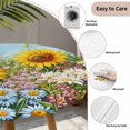 thumbnail image 3 of Spring Wildflower Round Tablecloth for 55-60 Inch Tables, Fitted Table Cover with Elastic Edge, Floral Leaves Country Pastoral Waterproof Outdoor Table Cloth Protector for Patio Garden Dinner Picnic, 3 of 9