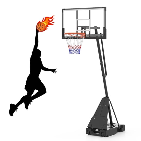Portable Basketball Hoop,48"/52" Shatterproof Backboard,4.92-10ft Quick Adjustable Basketball Goal System,Mobile Stand with Wheels & Weighted Base for Backyard,Driveway,Court