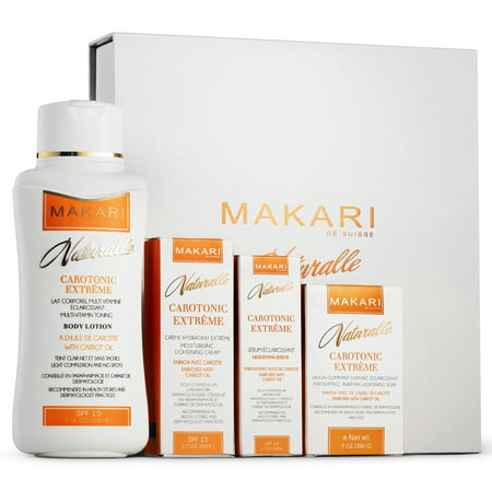 Makari Naturalle Carotonic Extreme Gift Set ? Lightening, Toning & Moisturizing Cream and Serum With Carrot Oil & SPF 15 ? Anti-Aging & Whitening Treatment for Dark Spots, Acne Scars & (Best Thing To Use For Acne Scars)