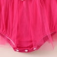 thumbnail image 5 of KPOPLK Two Piece Newborn Baby Girl Clothes Muslin Bubble Romper Summer Cute Ruffle Short Sleeve Infant Bodysuits Outfit with Headband(9-12 Months,Hot Pink), 5 of 5