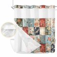 thumbnail image 2 of Spring Floral No Hook Shower Curtain Waterproof,Bathroom Curtains with Snap in Liners and See Through Top Window,Elegant Summer Botanical Farmhouse Plaid Hotel Style Bathtub Curtains Shower 66"Wx72"L, 2 of 8