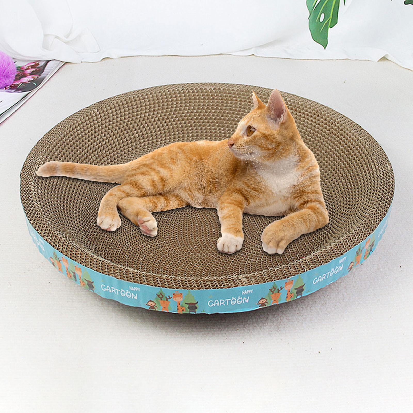 Cat Scratch Pad,Cat Scratch Pad Sleeping Bed Scratcher Bowl Nest,Cat Scratcher Cardboard Lounge Bed House Mat,Cat Scratching Board Prevents Furniture Damage,Soft Comfortable round giraffe 43cm