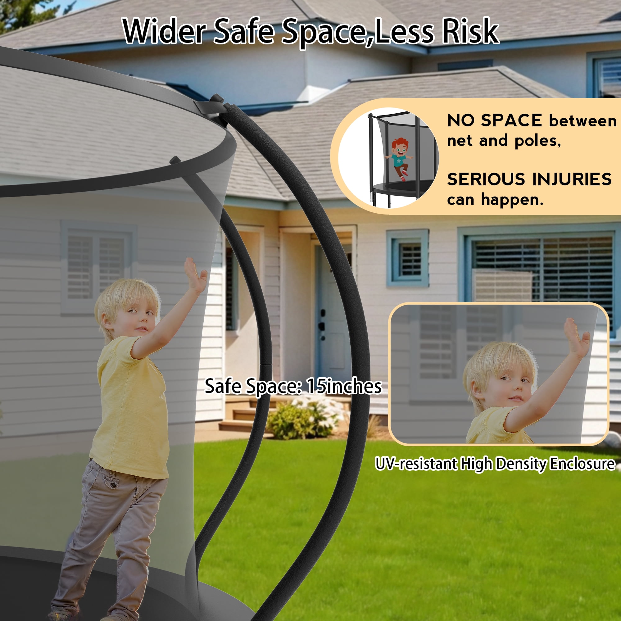 XMIKA Trampoline, 1200LBS 12FT Trampoline for 1-2 Adults/ 4-5 Kids, Trampoline with Enclosure Net, Basketball Hoop, Ladder, Light, Sprinkler, Backyard Outdoor Heavy Duty Trampoline, No Gap Design
