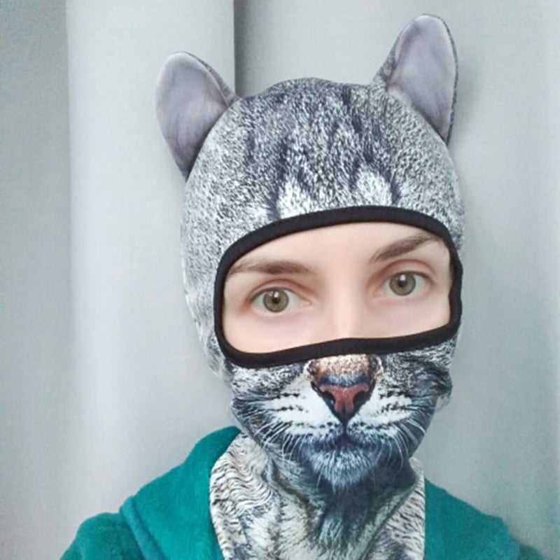 3D Animal Balaclava Bicycle Cycling Ski Hats Party Cat Dog Full Face Mask Funny Neck Gaiter Windproof Soft Animal with Ears Hats