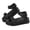 Black, variant on Women Thick Platform Open Toe Sandals, Adjustable Double Strap Leather Flats, Soft Cushioned Arch Support Footbed Comfort Beach Slip On Shoes (White, 6)