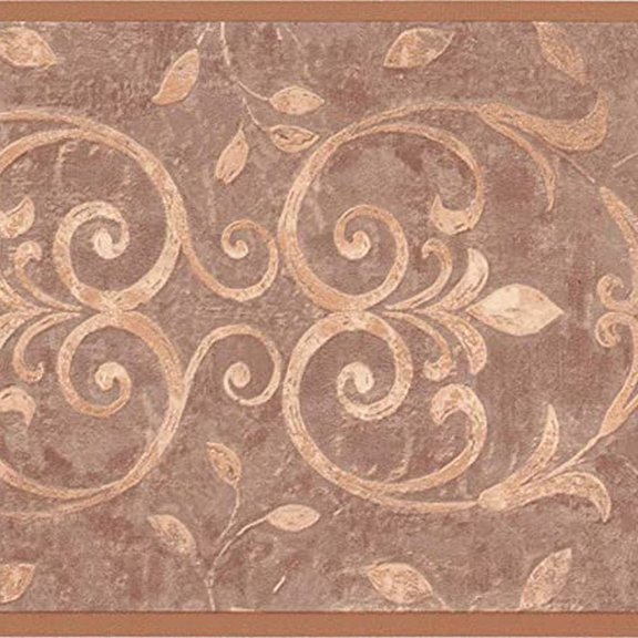 Concord Wallcoverings Classic Wallpaper Border Featuring Vintage Leaf Vine, Colors Gold-Bronze Brown Beige, Size 7 Inches by 15 Feet WK2236B