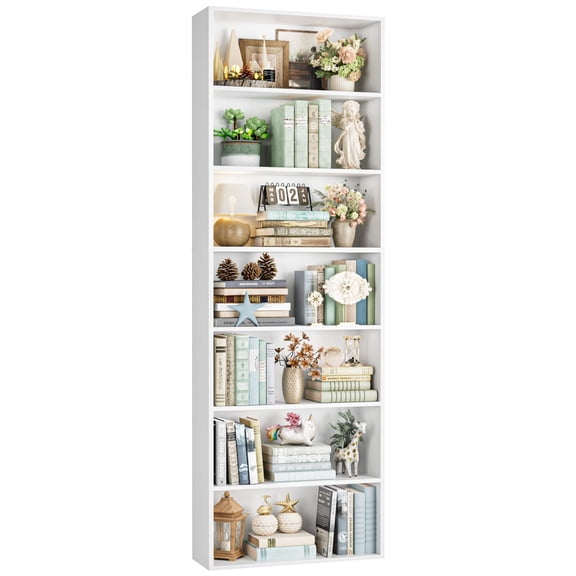 82" Tall Bookshelf Black Bookcase, 7-Tier Open Display Shelves | Extra Tall Bookcase with Storage, Floor to Ceiling Bookshelves, Narrow Bookshelf Home Decor Furniture for Office, Living Room