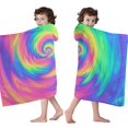 thumbnail image 4 of Rainbow Tie Dye Spiral Pattern Hooded Bath Towel，60"x35" for Ages 3 To 12 Kids, Quick Dry Lightweight Soft Microfiber Hood Beach Towel Cover Up for Kids, 4 of 7