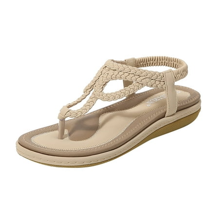 

GNEIKDEING Women s Sandals Shoes Wedges Buckle Strap Sandals Summer Shoes For Women Gift on Clearance