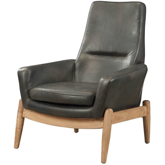 ACME Dolphin High Back Accent Chair in Black Top Grain Leather