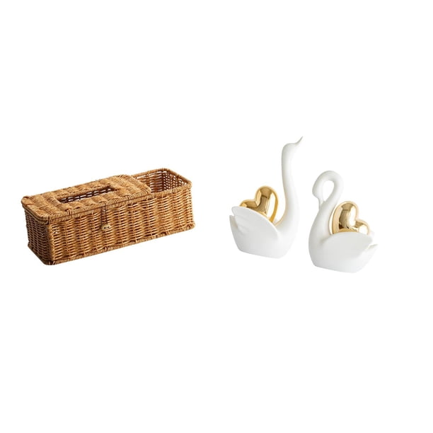 Estuche para pañuelos de escritorio,Caja de pañuelos faciales de papel retro de madera,Tapa para caja de pañuelos,porta servilletas de papel facial,estatua de cisne,Estatuas y figuras de
