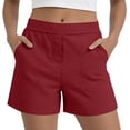 thumbnail image 2 of Only Moment Women's Casual Elastic Waist Lounge Shorts Blended Fabric Dressy Casual Elastic High Waisted,Comfy Lightweight Airy,Summer Shorts for Beach,Travel & Vacation Basketball Shorts Red,M, 2 of 6