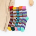 thumbnail image 3 of WRKEKC Women's Crew Wool Socks Ethnic Pattern Color Block Mid Calf Socks for Fall Winter Warm Cozy and Trendy Casual Wear, 3 of 3