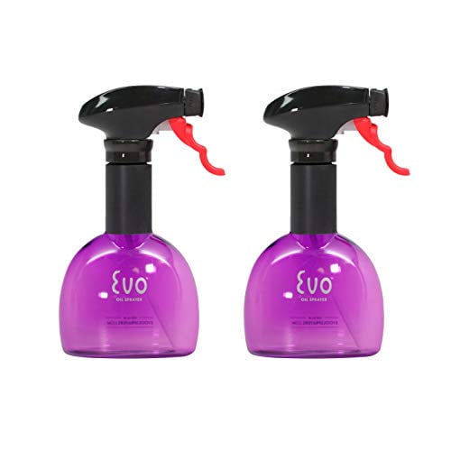 Evo Oil Sprayer Bottle, Non-Aerosol for Olive Cooking Oils, 8-ounce Capacity, Set of 2, Yellow