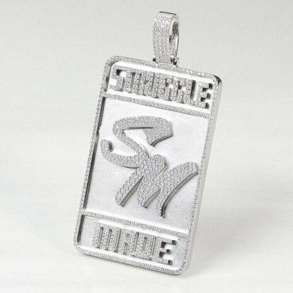 3Ct Round Moissanite Men's Custom Name Letter Dogtag Pendant, 925 Sterling Silver