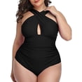 thumbnail image 5 of Sngxgn Swimsuit Women Tummy Control Vintage Swimsuits U Back Modest Swimwear(Black,XXXL), 5 of 8
