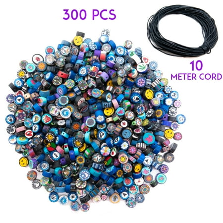 - 300 Pieces Fimo Disc Beads for Jewelry Making and 10 Meters Wax Cord - DIY Kit for Adults – Great for Necklaces, Bracelets