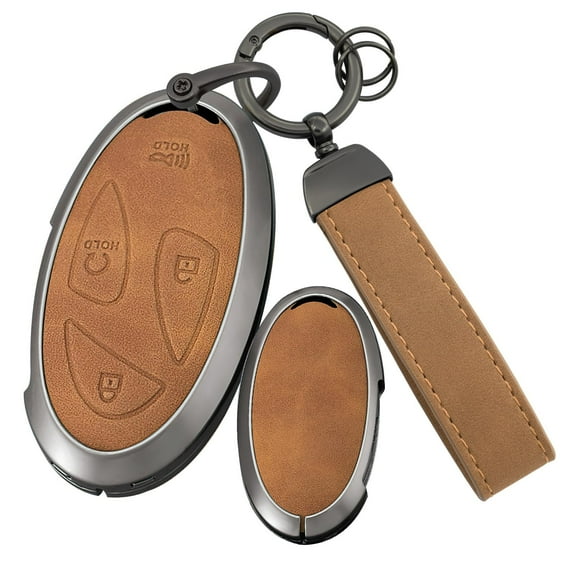 Leather Key Cover Fit for Hyundai 5/7 Buttons Key Fob Solid Car Key Case for Ioniq 6 Grandeur GN7 KONA Elantra Azera Sonata Hybrid Santa fe Tucson Hybrid 2023 2024 2025