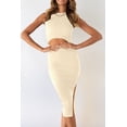 thumbnail image 4 of Vestido Midi Bodycon sin Mangas con Corte en Color Albaricoque PRETTYGARDEN Talla S, 4 of 5