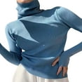 thumbnail image 3 of JUNWELL Women Ribbed Knit Tops Long Sleeve Turtleneck Solid Color Slim Fit Sweater, 3 of 4