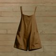 thumbnail image 6 of Wide Leg Shorts Linen Women Sleeveless Romper Shorts Loose Linen Suspender Jumpsuit Shorts with Pocket Casual Summer Overalls Shorts Coffee XXL, 6 of 7