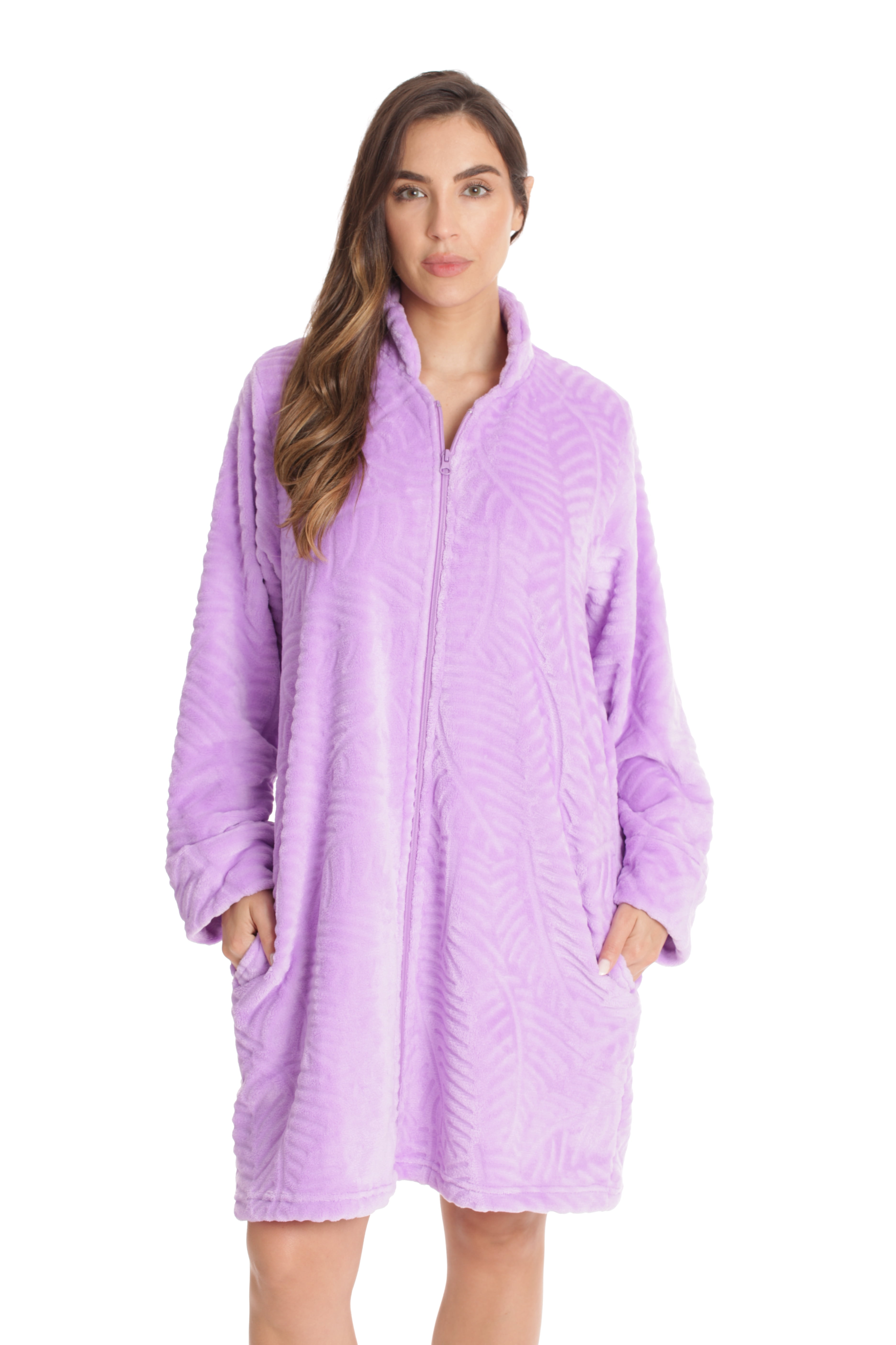 Just Love Plush Zipper Lounger Short Robe (Lilac, 1X) - Walmart.com