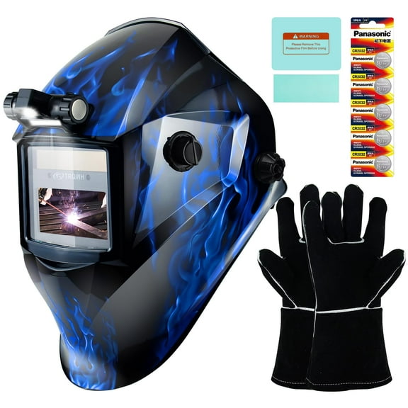 Welding Hood Auto Darkening Welding Helmet with Light True Color 1/1/1/2 Top Optical Clarity Wide Shade 9-13 Welding Mask with Grinding Weld Helmet