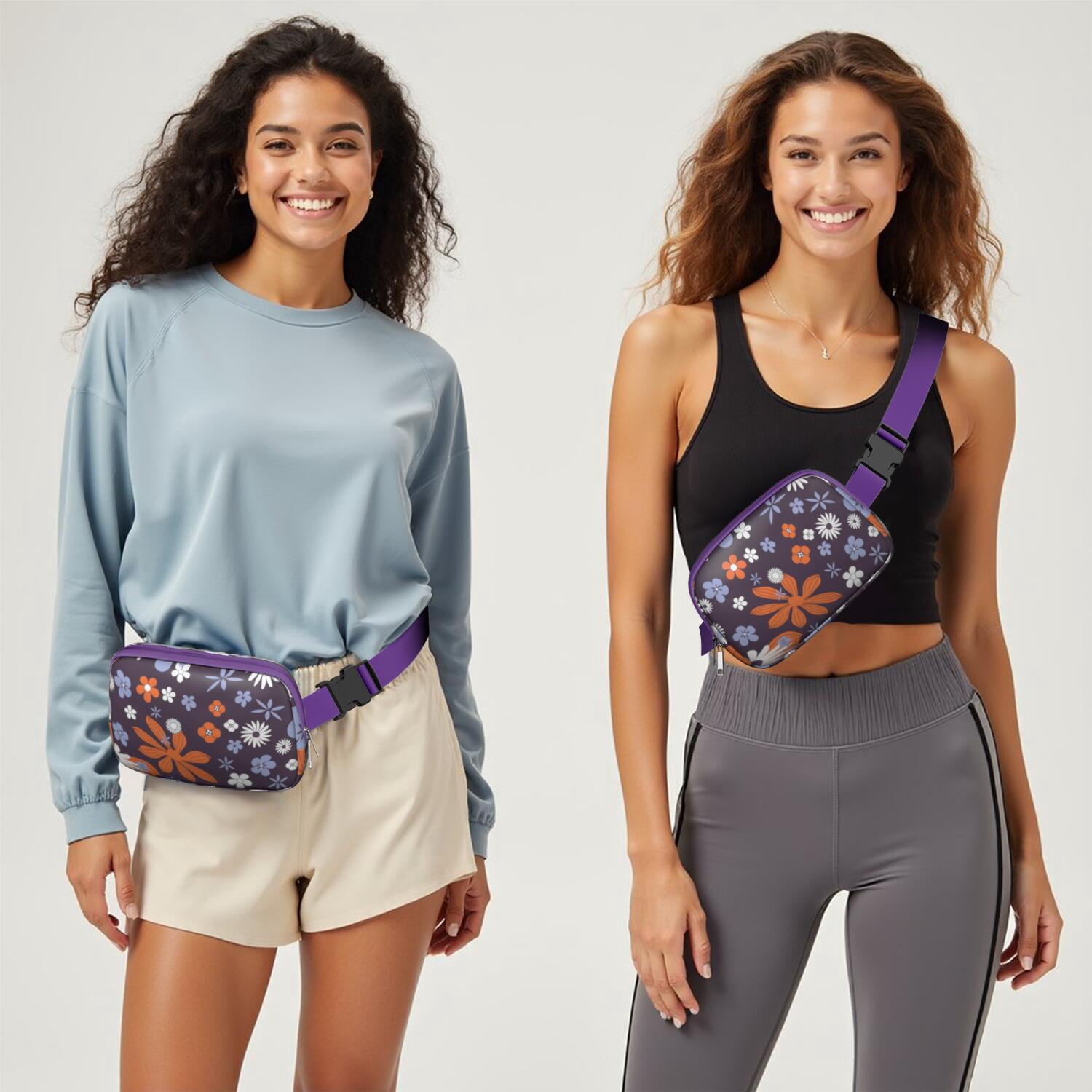 Retro Bloom Waist Bag – Boho Daisy Print Fanny Pack with Floral Wildflower Pattern for Cute Artistic Outdoor Style