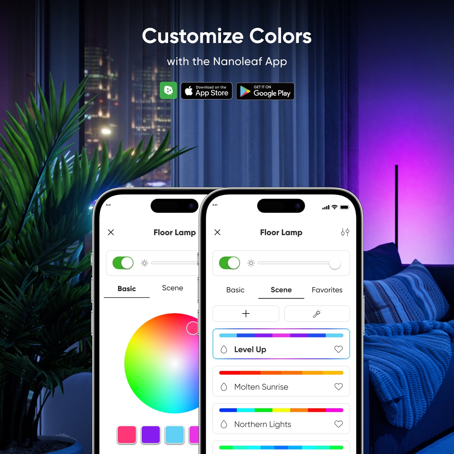 Nanoleaf Matter Smart Multicolor Floor Lamp LED Light for Indoor Use, Modern Style