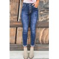 thumbnail image 1 of Women's Blue High Rise Skinny Button Fly Jeans, 1 of 13