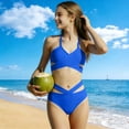 thumbnail image 4 of Girls Swimsuits for Kids Split Color Splicing Short Sleeve 2 Pc Beach Swimsuit Pc1Pc, 4 of 9
