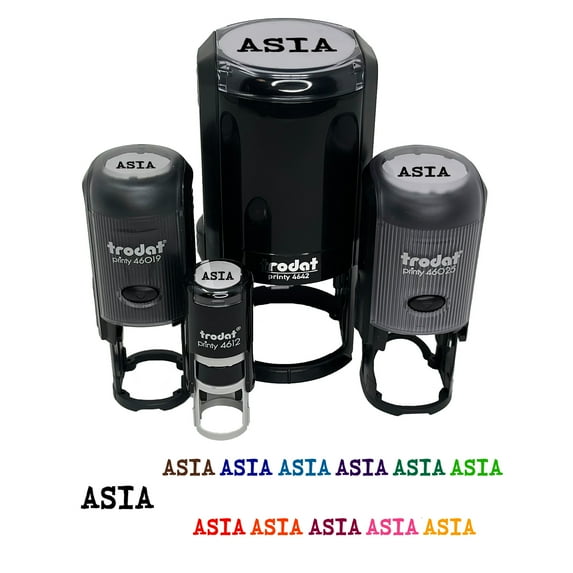 Asia Fun Text Self-Inking Rubber Stamp Ink Stamper - Blue Ink - Large 1-1/2 Inch